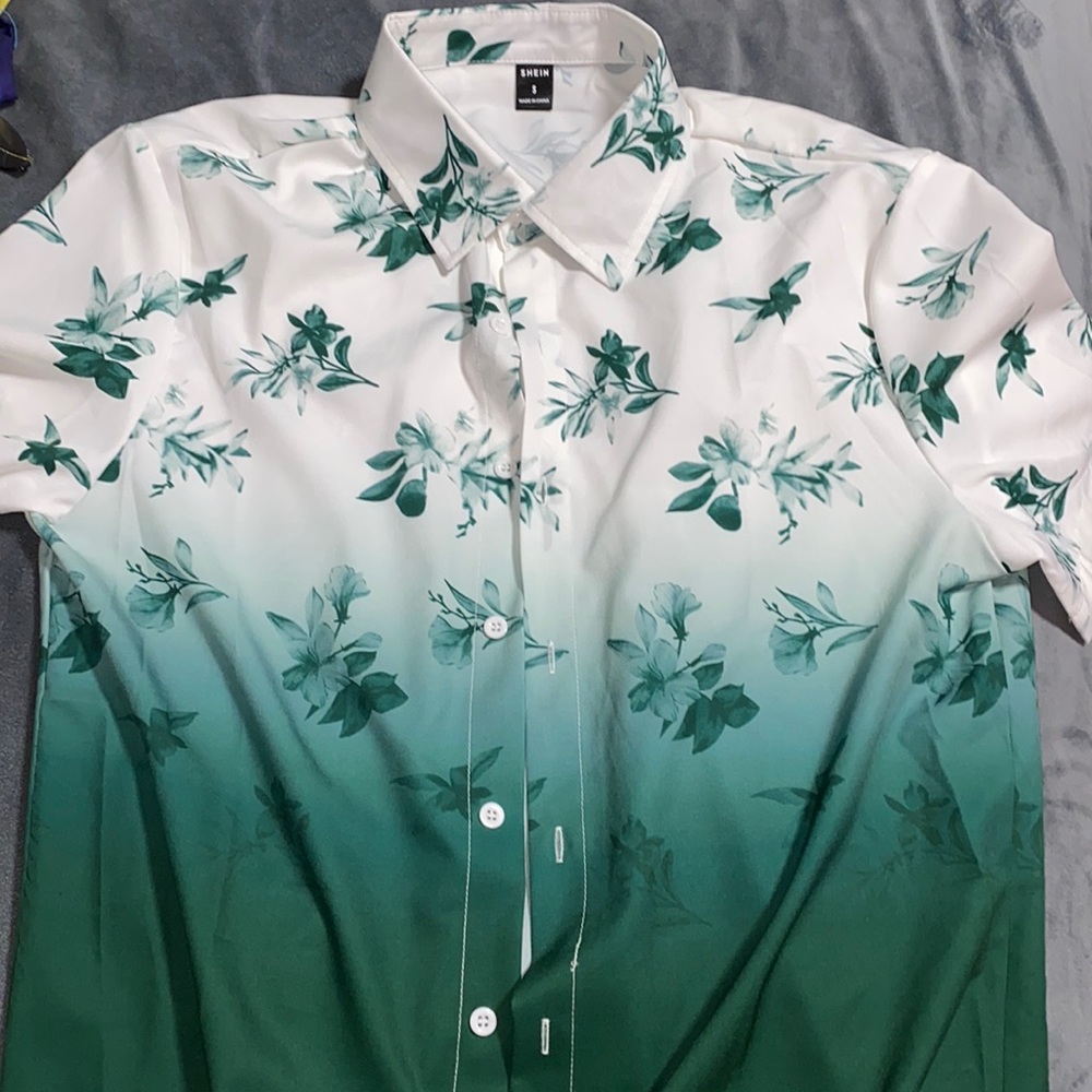 Green button down